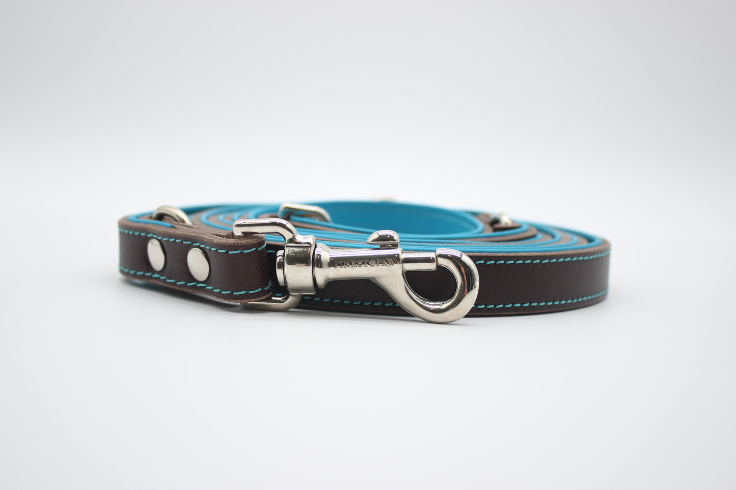 FinestPaw_Leine_Soft_Komfort_Fuehrleine_braun-tuerkis_all_all_silber_front