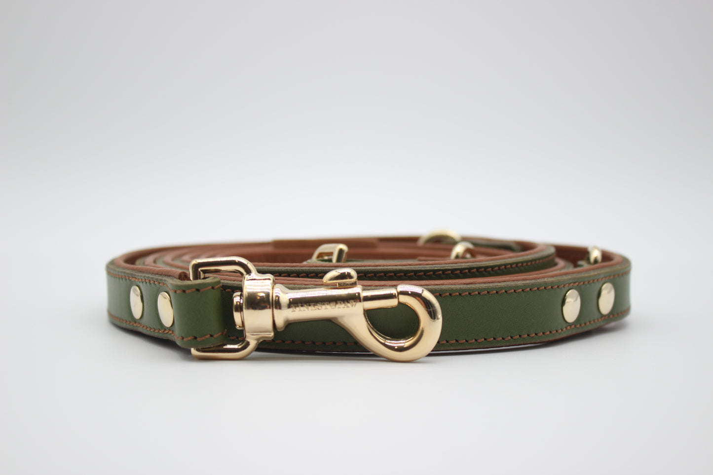FinestPaw_Leine_Soft_Komfort_Fuehrleine_waldgruen-cognac_all_all_gold_front