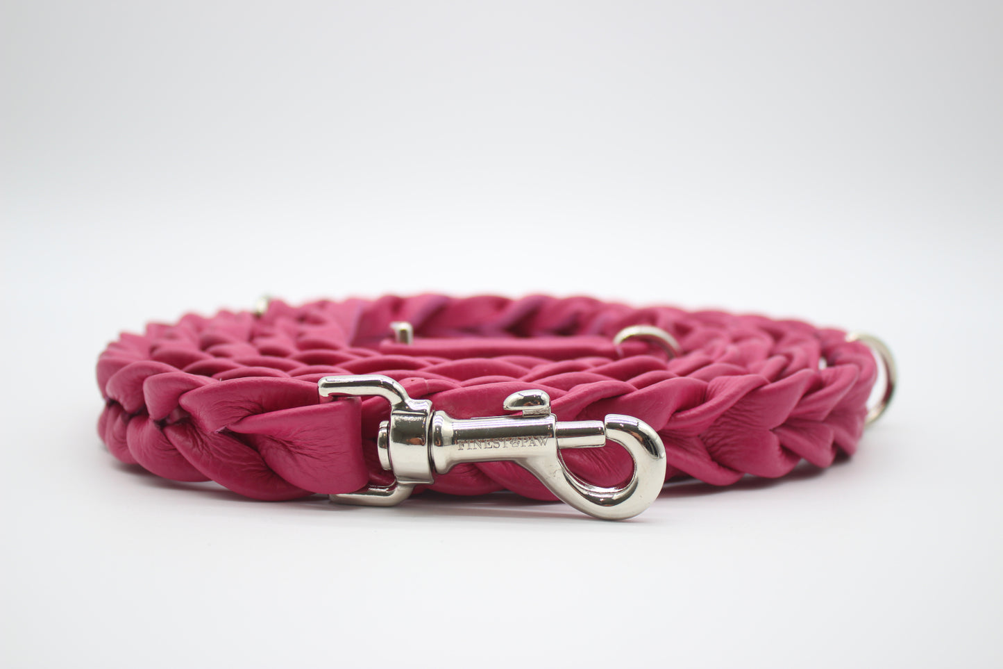 FinestPaw_Leine_Vollgeflochten_Fuehrleine_pink_all_all_silber_front