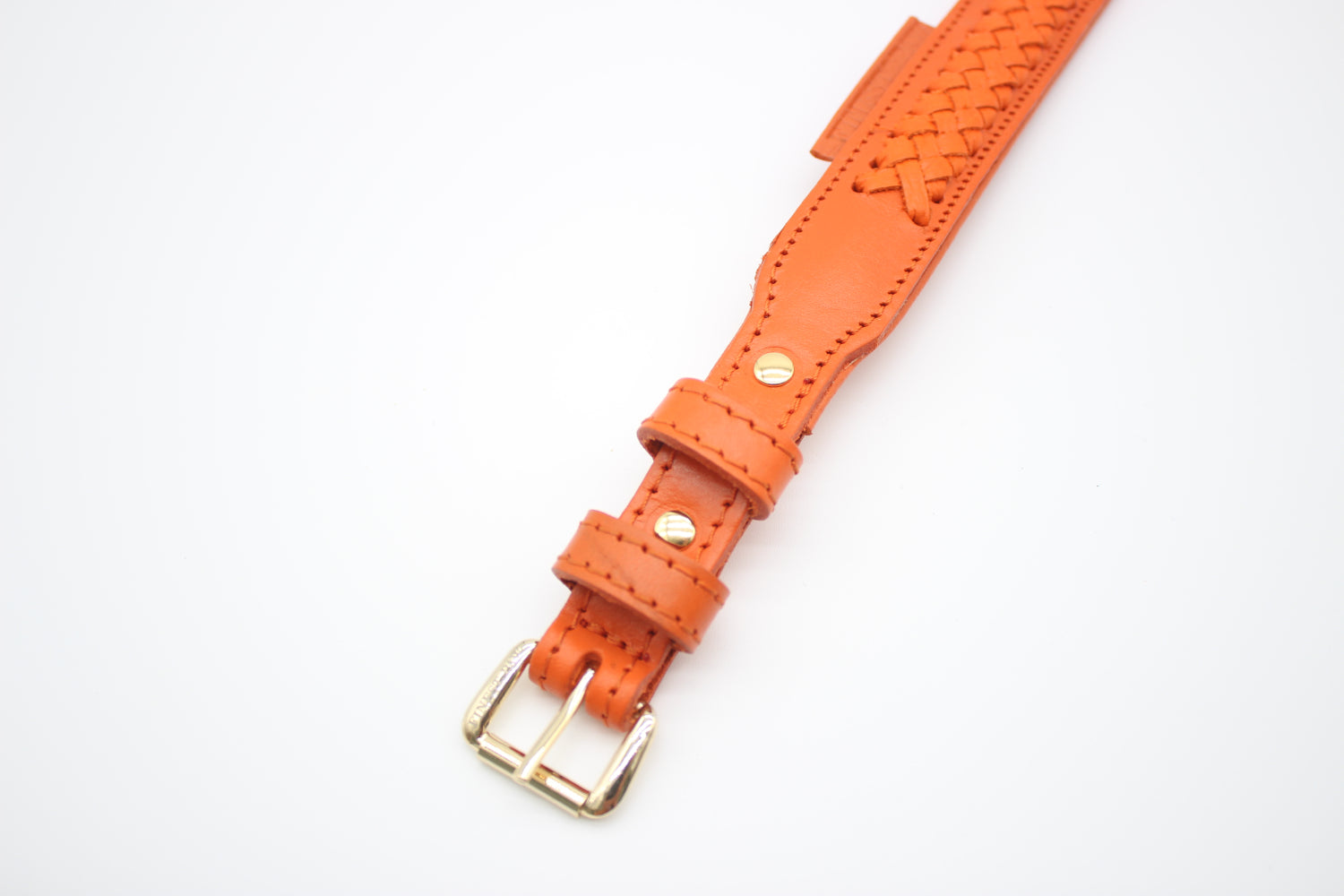 FinestPaw_Halsband_Flechtkunst_papaya_m_gold_schnalle