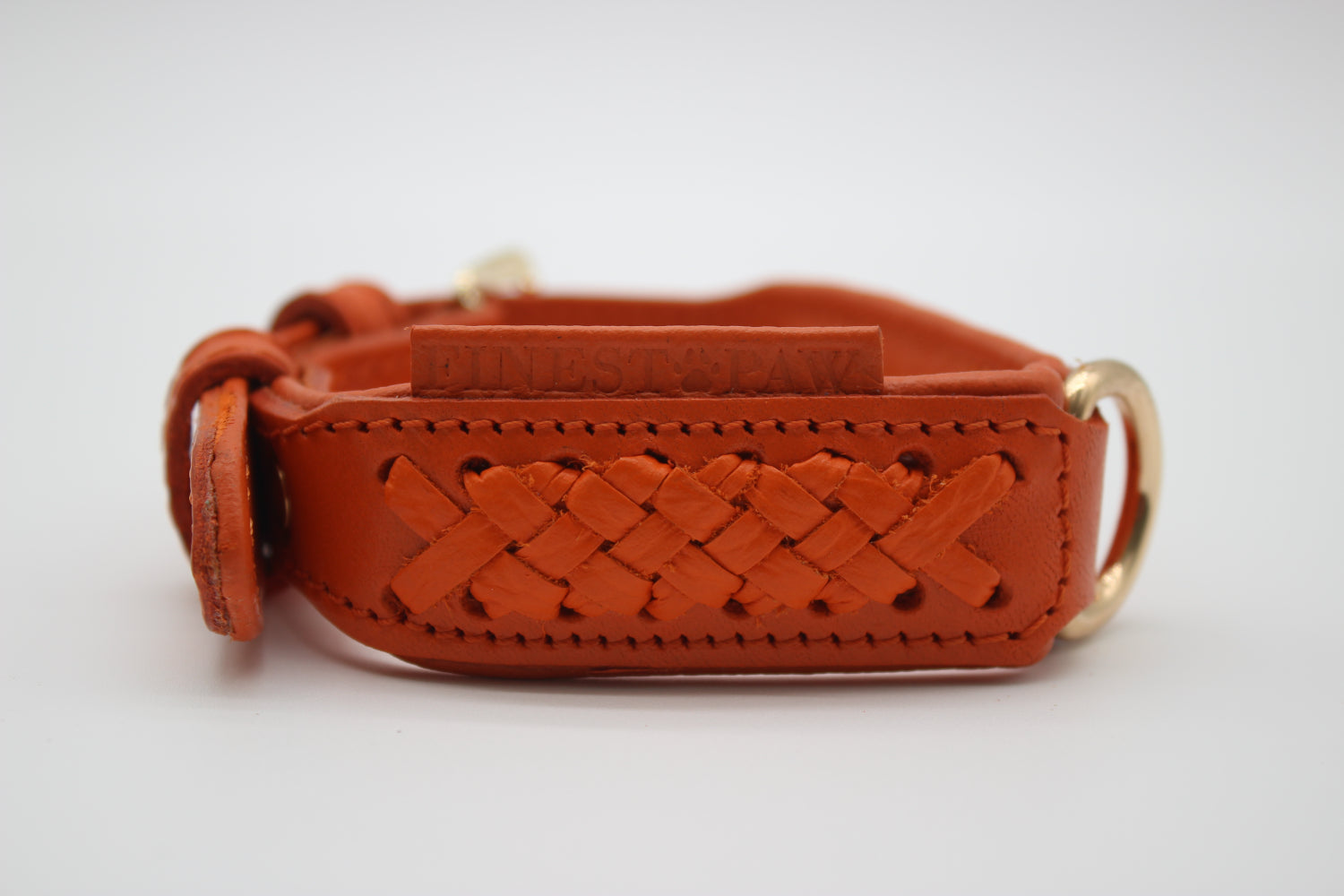 FinestPaw_Halsband_Flechtkunst_papaya_xs_gold_logo