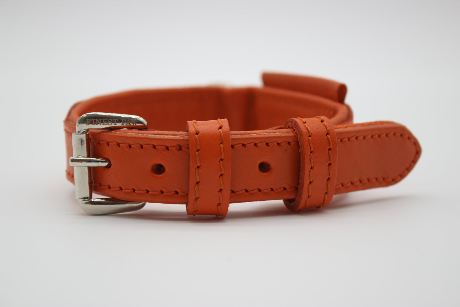 FinestPaw_Halsband_Flechtkunst_papaya_xs_silber_front