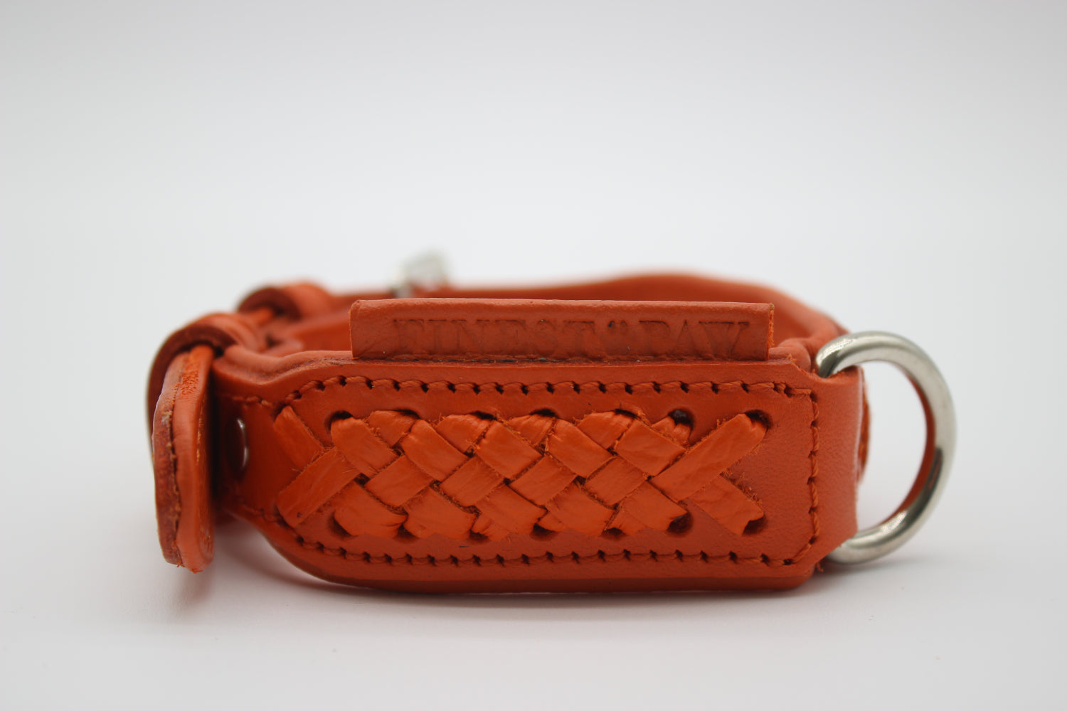 FinestPaw_Halsband_Flechtkunst_papaya_xs_silber_logo