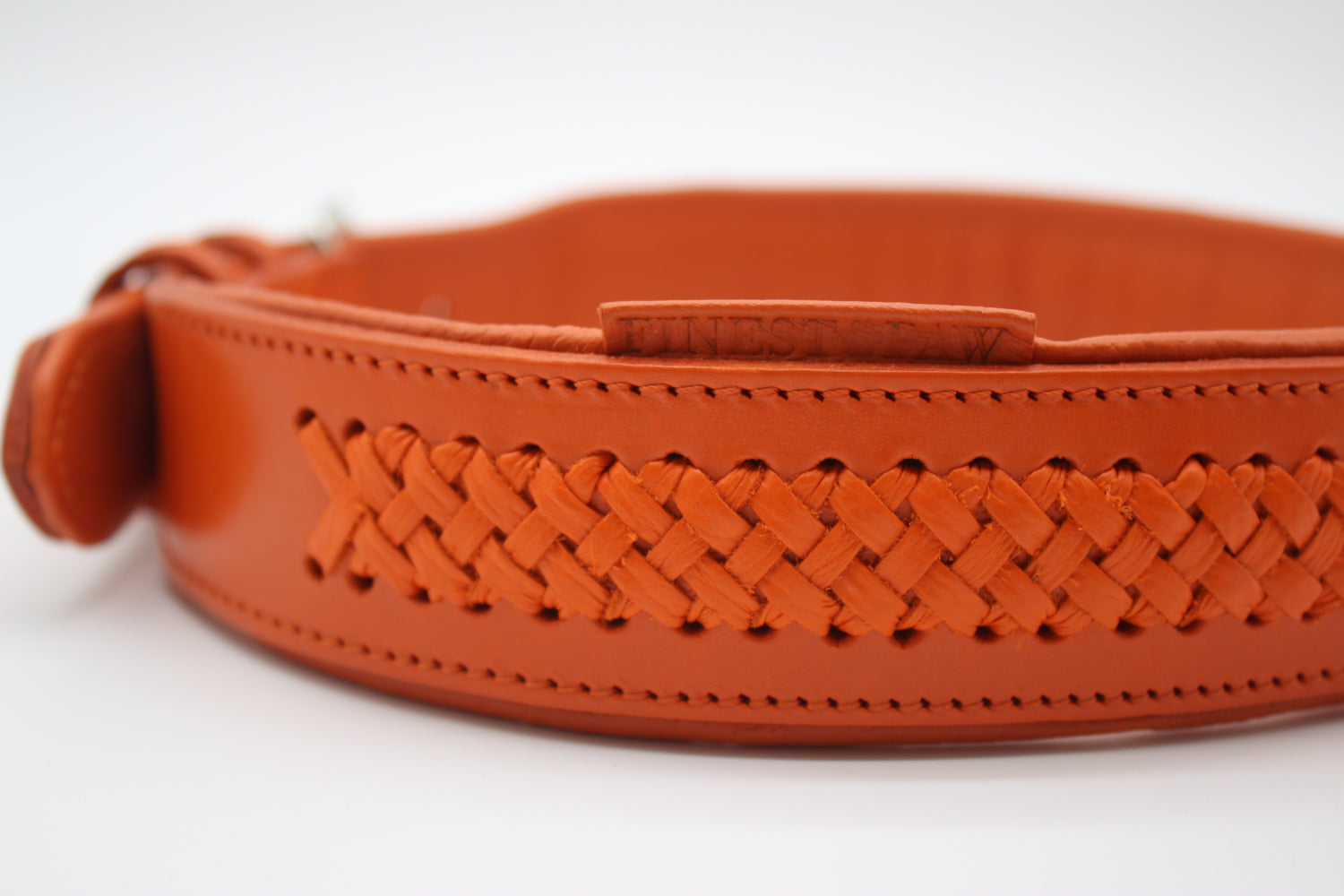 FinestPaw_Halsband_Flechtkunst_papaya_xxl_gold_logo