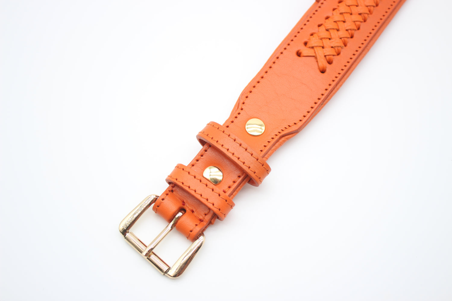 FinestPaw_Halsband_Flechtkunst_papaya_xxl_gold_schnalle
