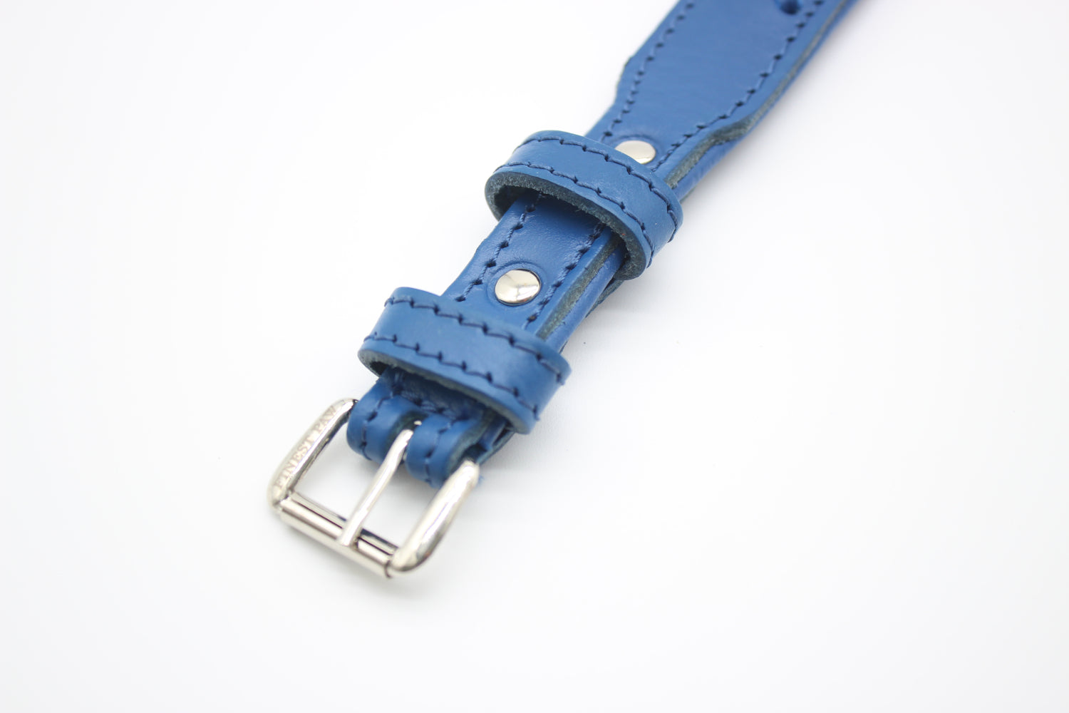 FinestPaw_Halsband_Flechtkunst_royalblau_xs_silber_schnalle