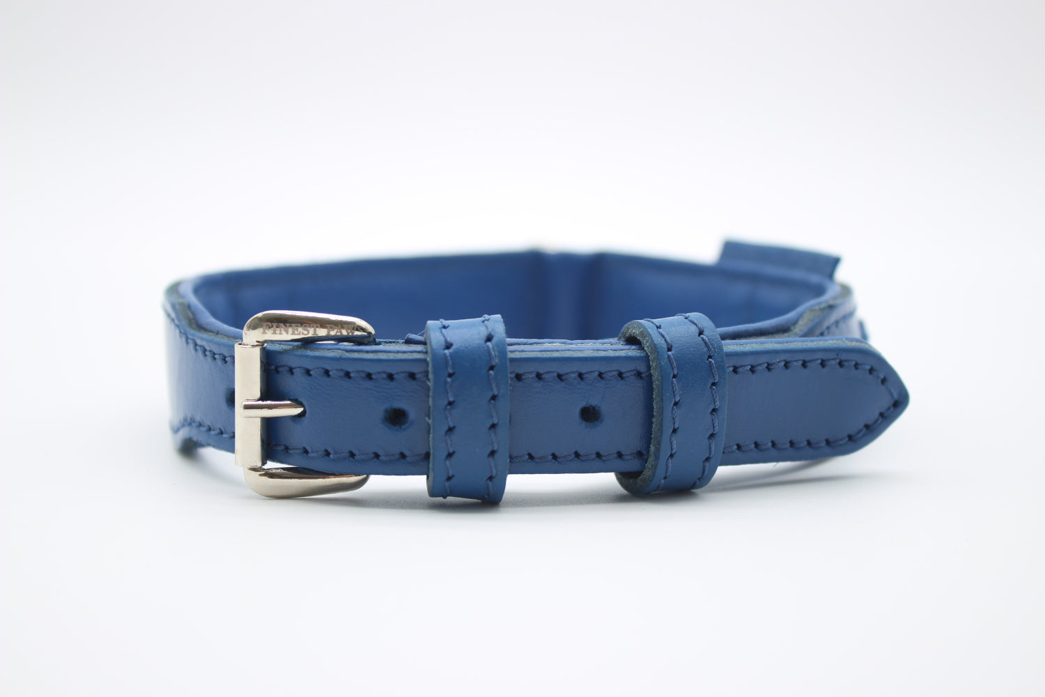 FinestPaw_Halsband_Flechtkunst_royalblau_xxl_silber_front