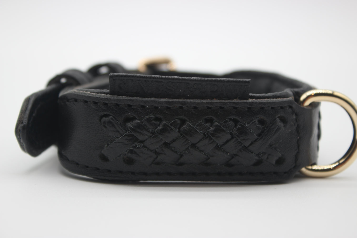 FinestPaw_Halsband_Flechtkunst_schwarz_xs_gold_logo