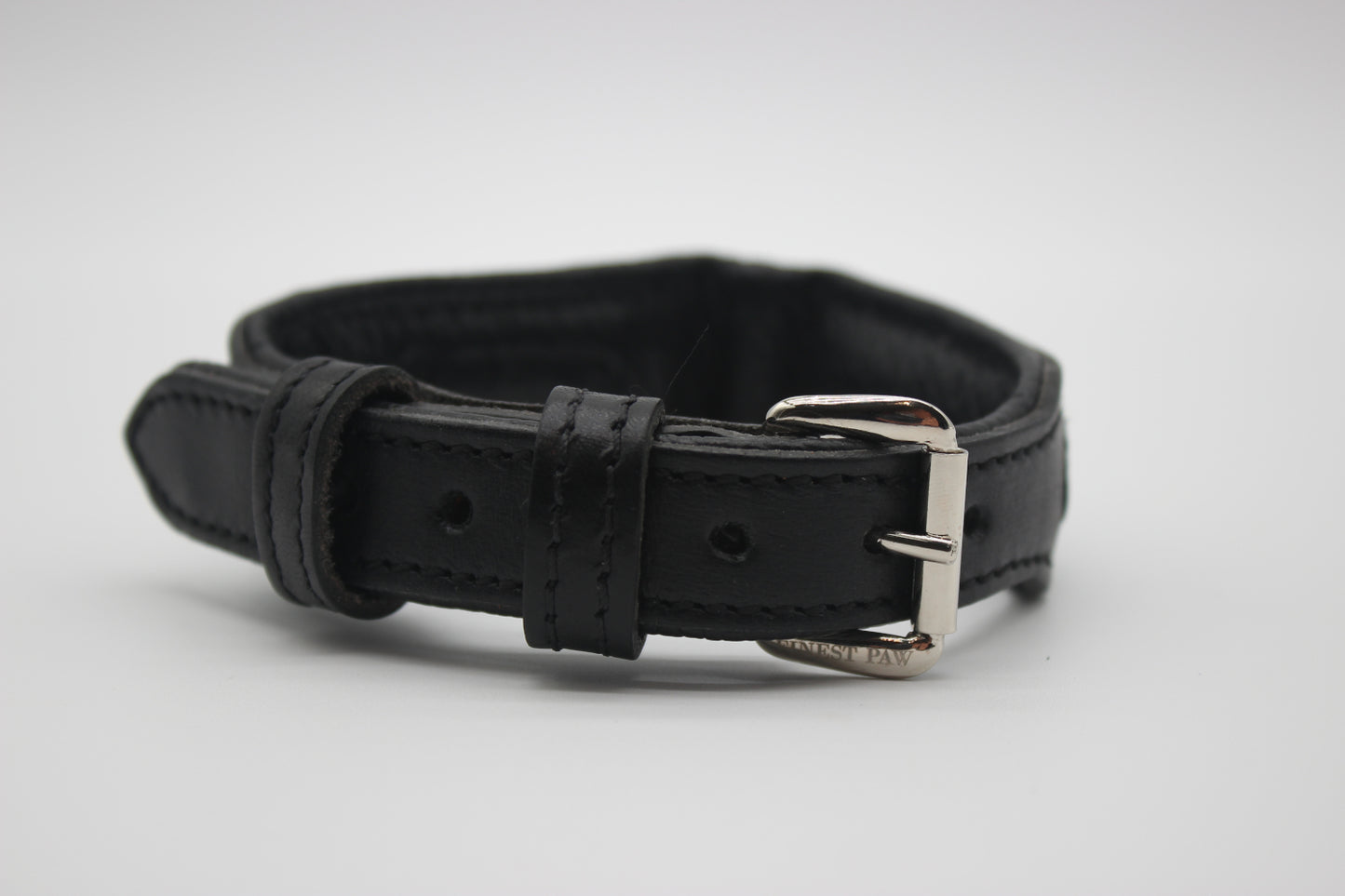 FinestPaw_Halsband_Flechtkunst_schwarz_xs_silber_front