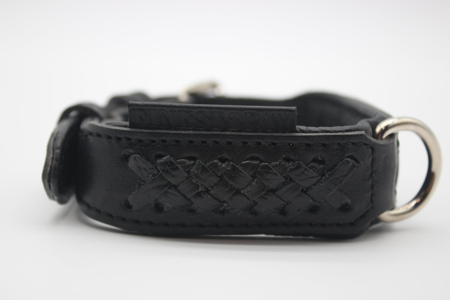 FinestPaw_Halsband_Flechtkunst_schwarz_xs_silber_logo