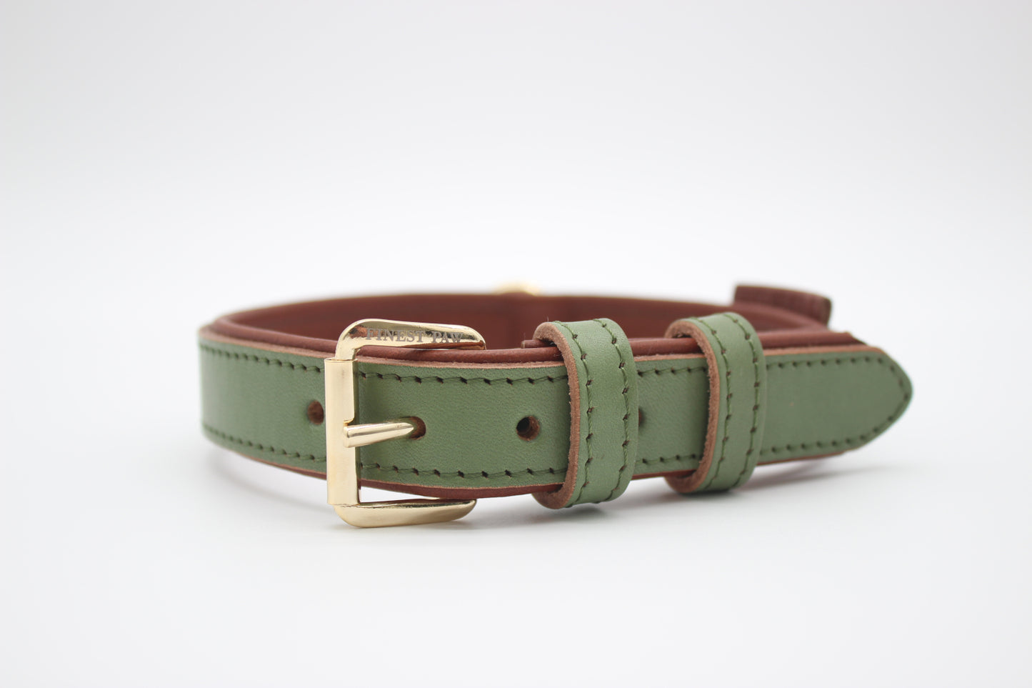 FinestPaw_Halsband_Klassik_Premium_salbei_m_gold_front