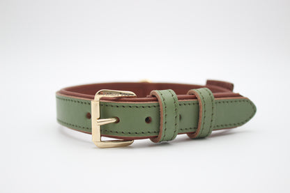 FinestPaw_Halsband_Klassik_Premium_salbei_m_gold_front