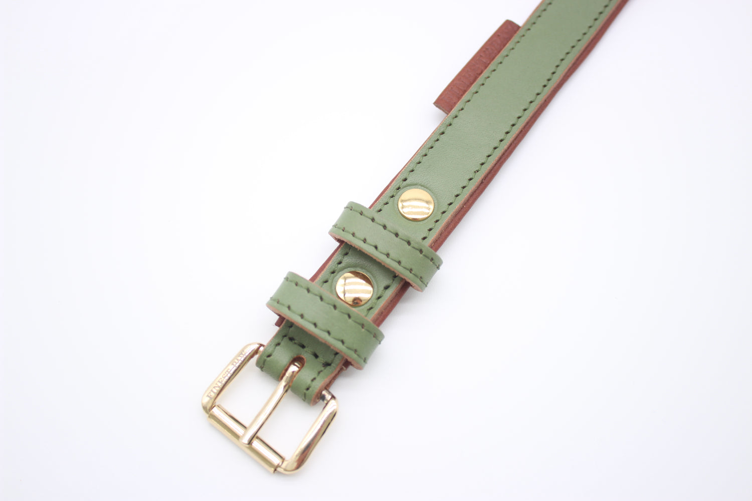 FinestPaw_Halsband_Klassik_Premium_salbei_m_gold_schnalle