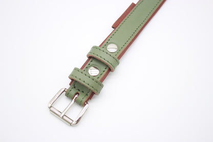 FinestPaw_Halsband_Klassik_Premium_salbei_m_silber_schnalle