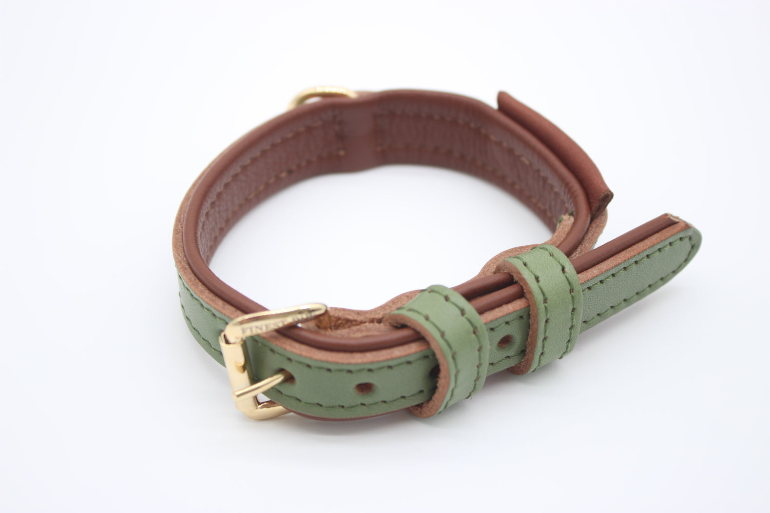 FinestPaw_Halsband_Klassik_Premium_salbei_xs_gold_oben