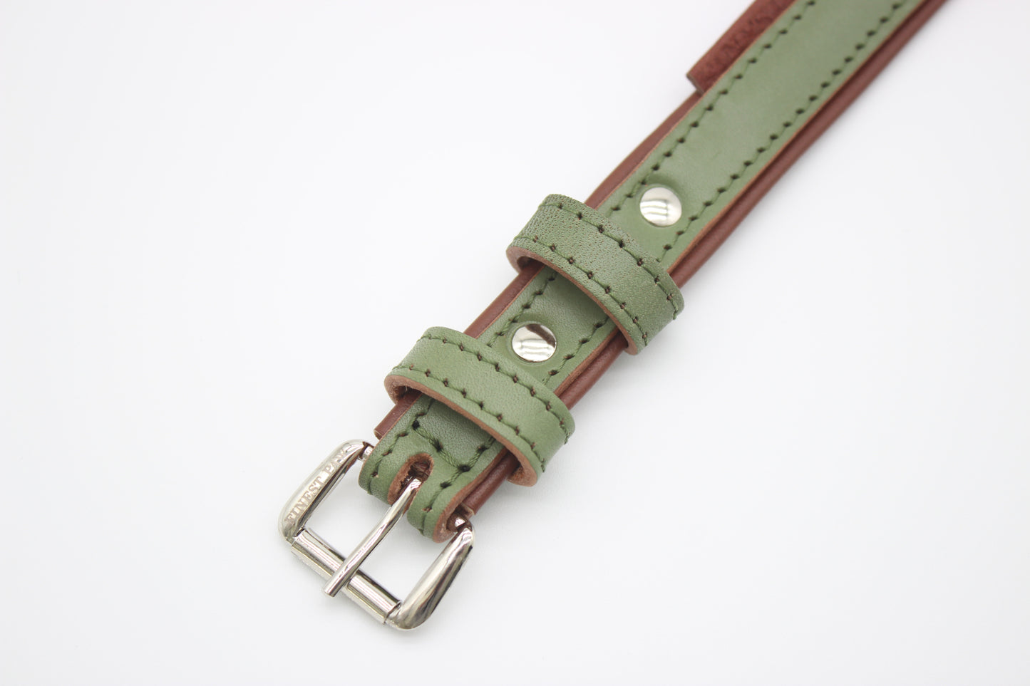 FinestPaw_Halsband_Klassik_Premium_salbei_xs_silber_schnalle