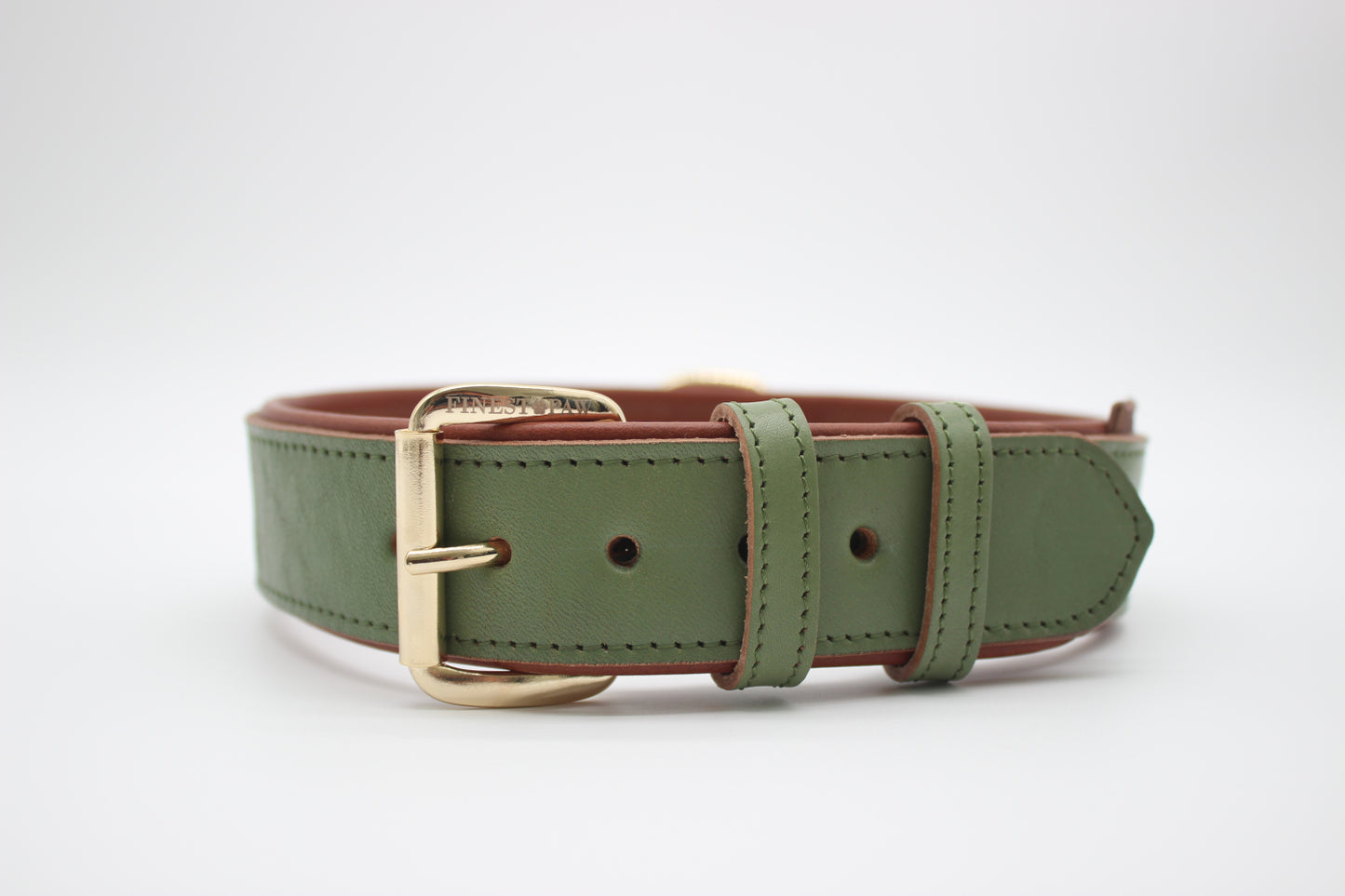 FinestPaw_Halsband_Klassik_Premium_salbei_xxl_gold_front