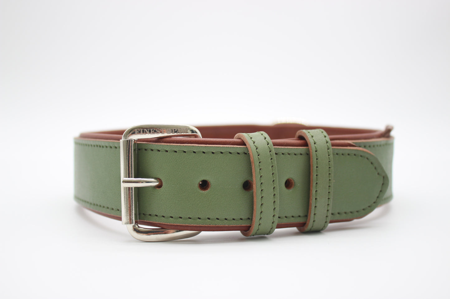 FinestPaw_Halsband_Klassik_Premium_salbei_xxl_silber_front