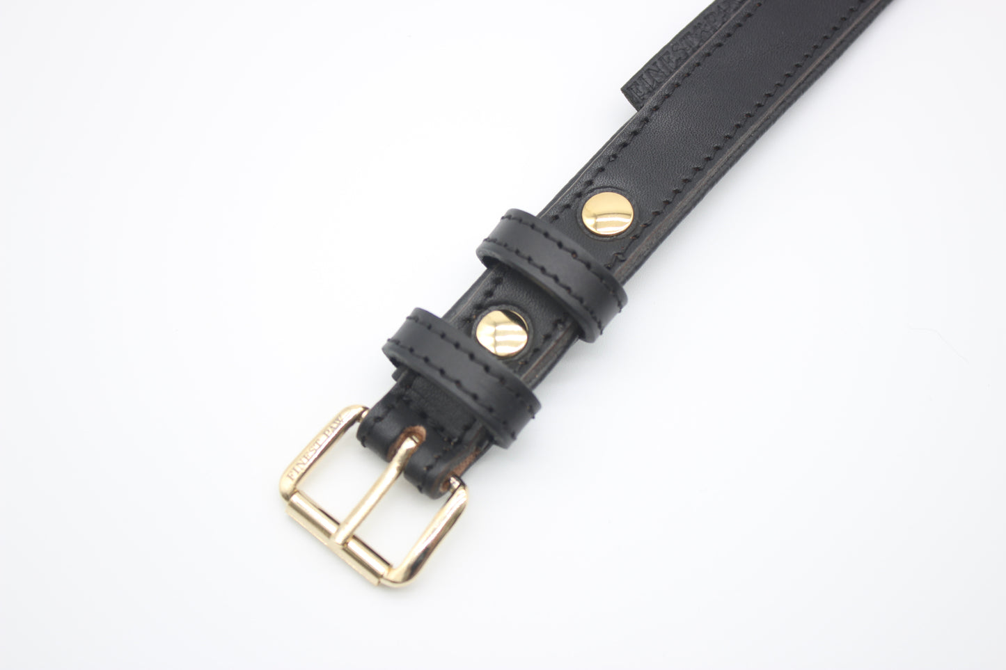 FinestPaw_Halsband_Klassik_Premium_schwarz_m_gold_schnalle