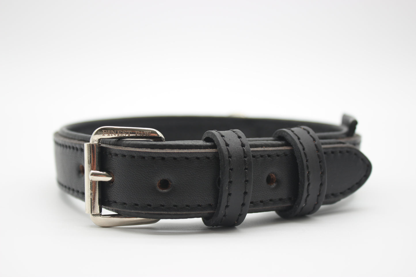 FinestPaw_Halsband_Klassik_Premium_schwarz_m_silber_front
