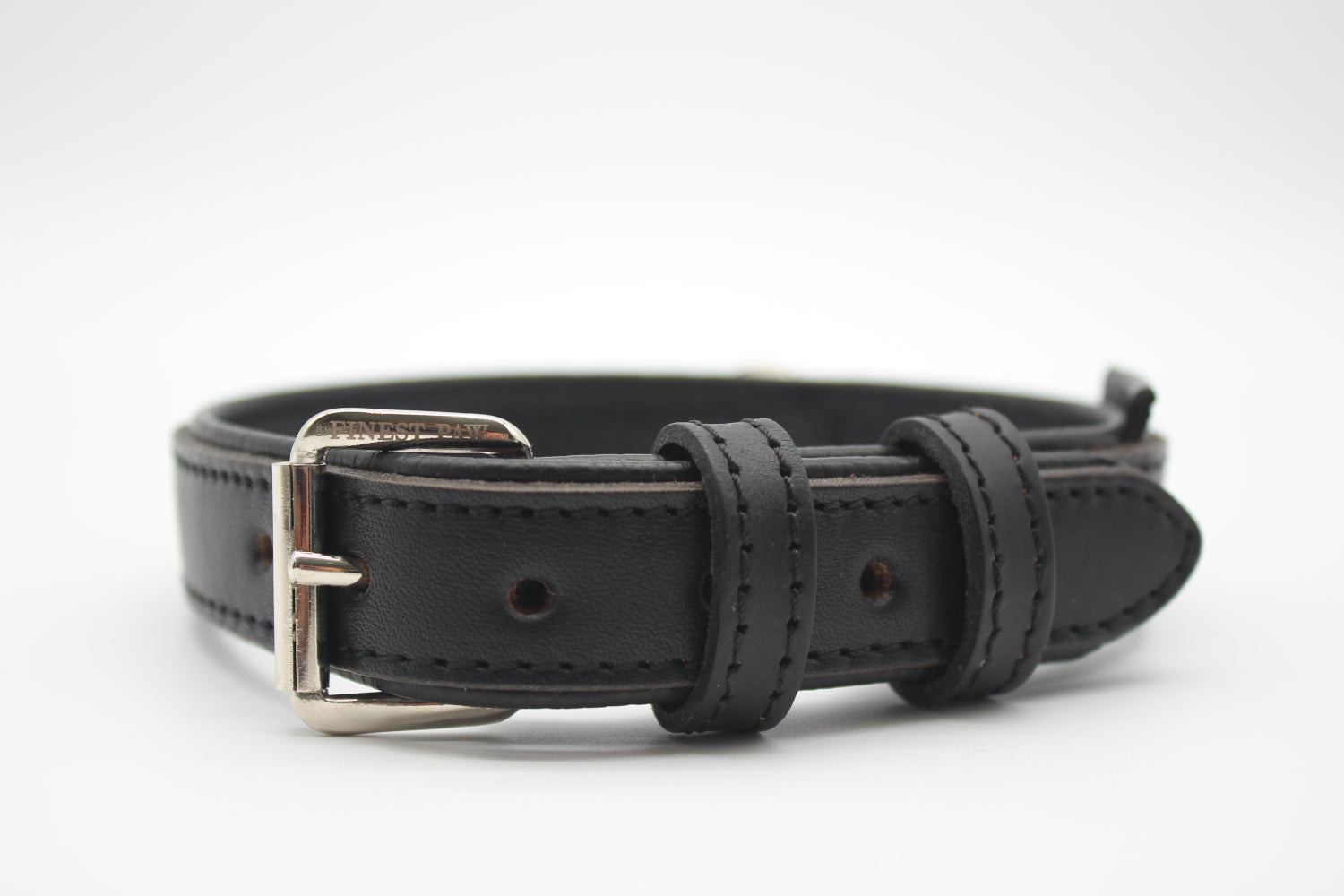 FinestPaw_Halsband_Klassik_Premium_schwarz_m_silber_front