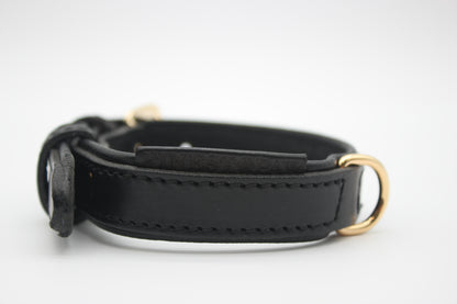 FinestPaw_Halsband_Klassik_Premium_schwarz_xs_gold_logo