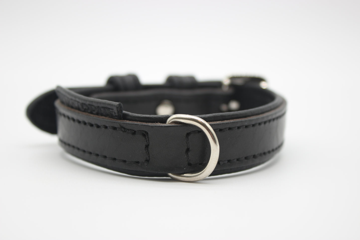 FinestPaw_Halsband_Klassik_Premium_schwarz_xs_silber_dring