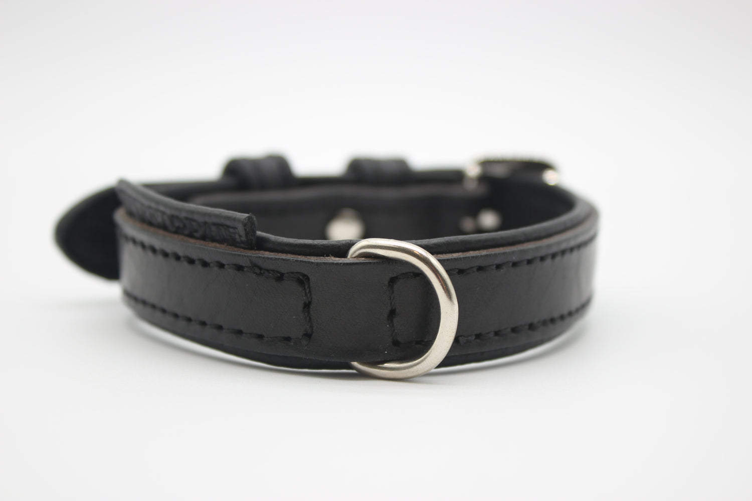 FinestPaw_Halsband_Klassik_Premium_schwarz_xs_silber_dring