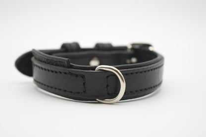 FinestPaw_Halsband_Klassik_Premium_schwarz_xs_silber_dring