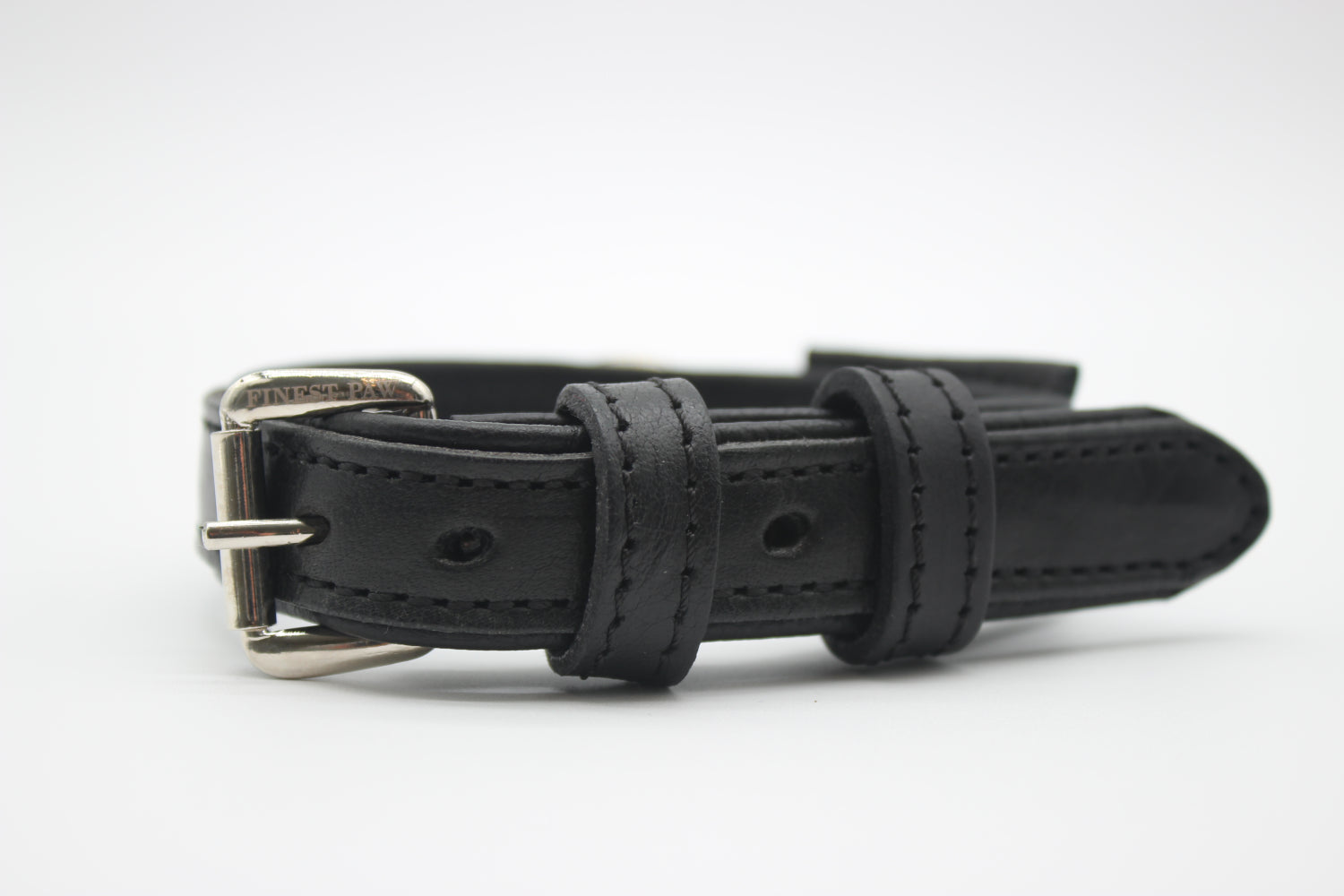 FinestPaw_Halsband_Klassik_Premium_schwarz_xs_silber_front