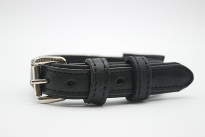 FinestPaw_Halsband_Klassik_Premium_schwarz_xs_silber_front