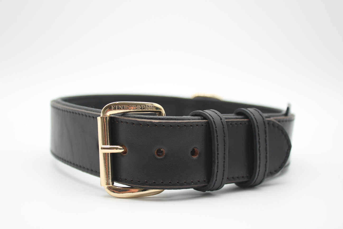 FinestPaw_Halsband_Klassik_Premium_schwarz_xxl_gold_front