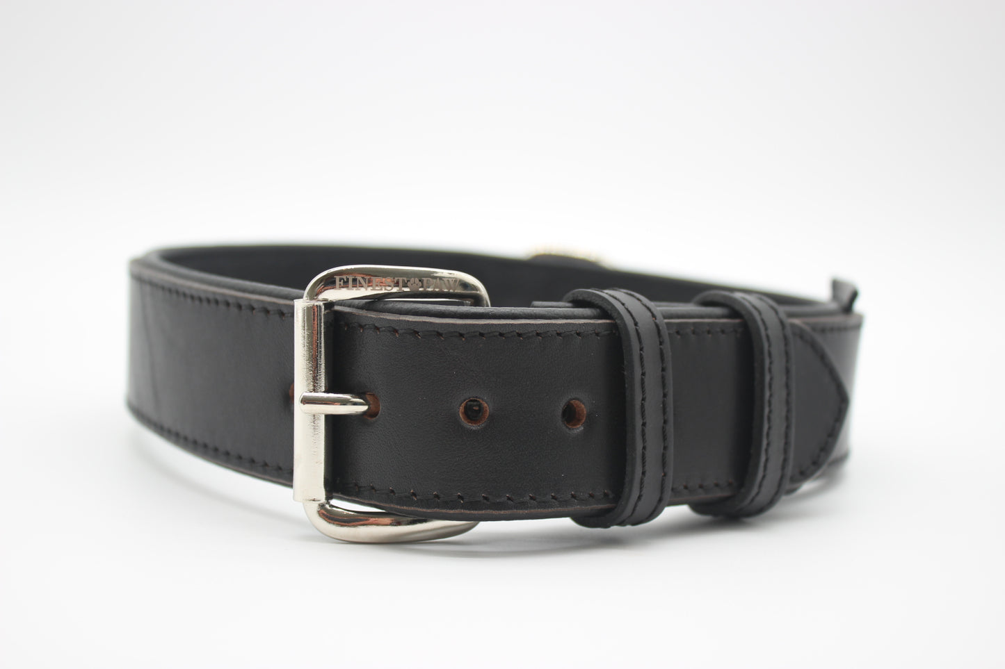FinestPaw_Halsband_Klassik_Premium_schwarz_xxl_silber_front