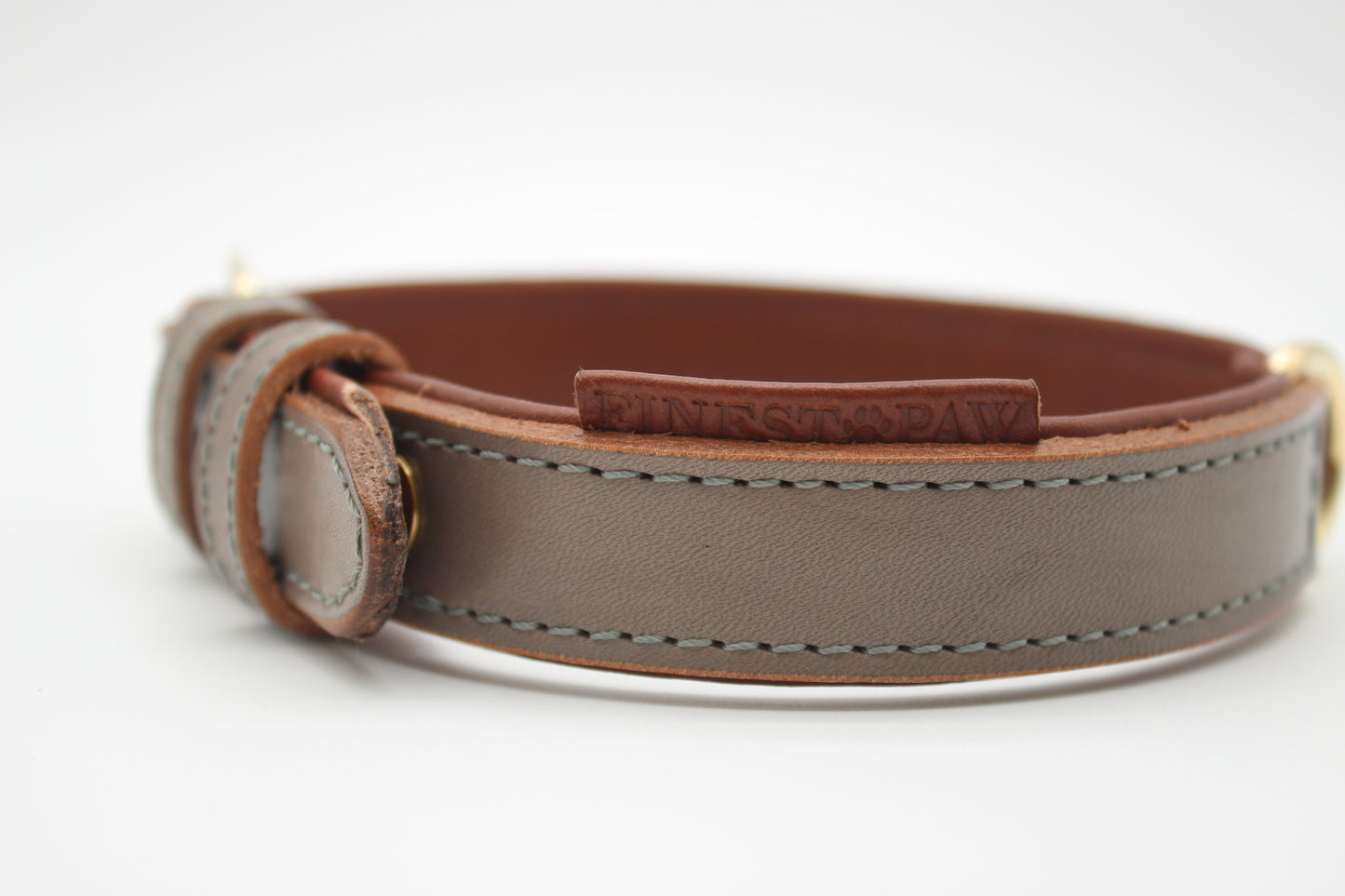 FinestPaw_Halsband_Klassik_Premium_taupe_m_all_logo