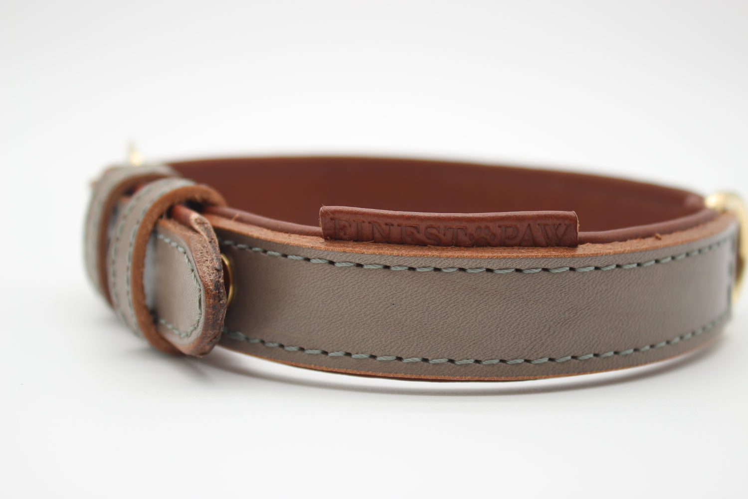 FinestPaw_Halsband_Klassik_Premium_taupe_m_all_logo