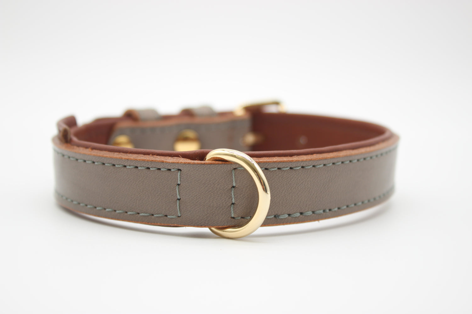 FinestPaw_Halsband_Klassik_Premium_taupe_m_gold_dring
