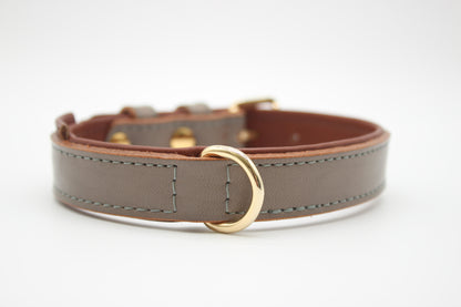 FinestPaw_Halsband_Klassik_Premium_taupe_m_gold_dring