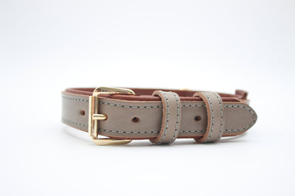 FinestPaw_Halsband_Klassik_Premium_taupe_m_gold_front
