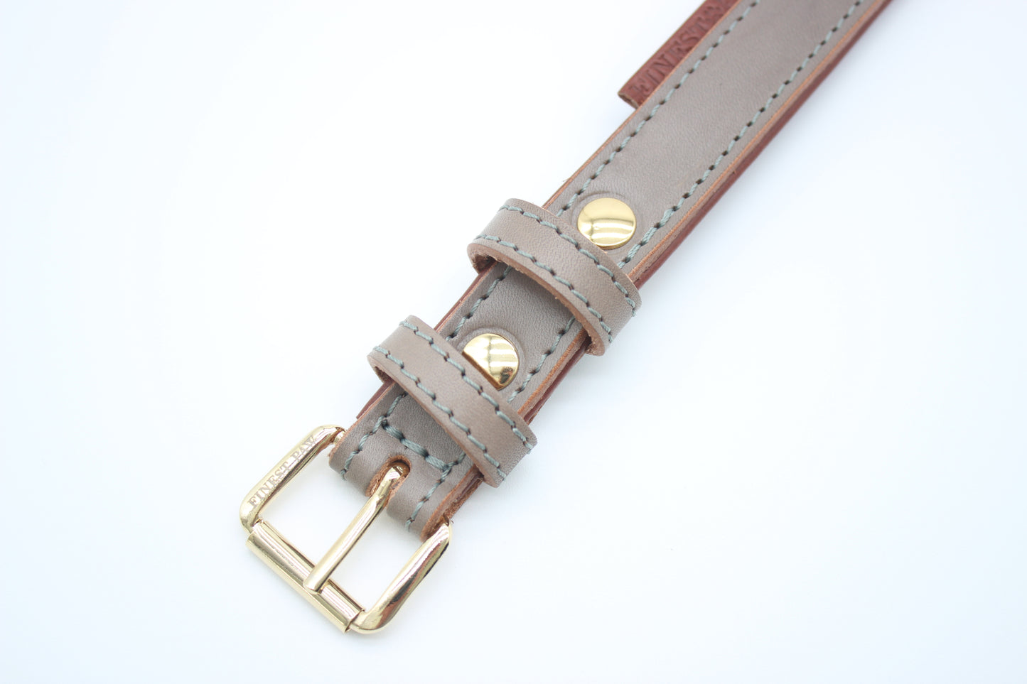 FinestPaw_Halsband_Klassik_Premium_taupe_m_gold_schnalle
