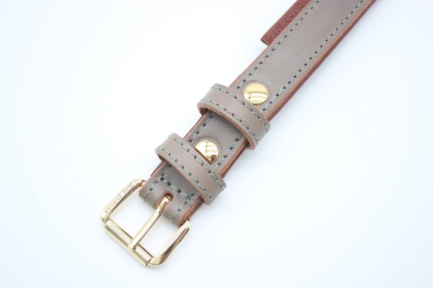 FinestPaw_Halsband_Klassik_Premium_taupe_m_gold_schnalle