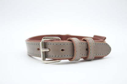 FinestPaw_Halsband_Klassik_Premium_taupe_m_silber_front