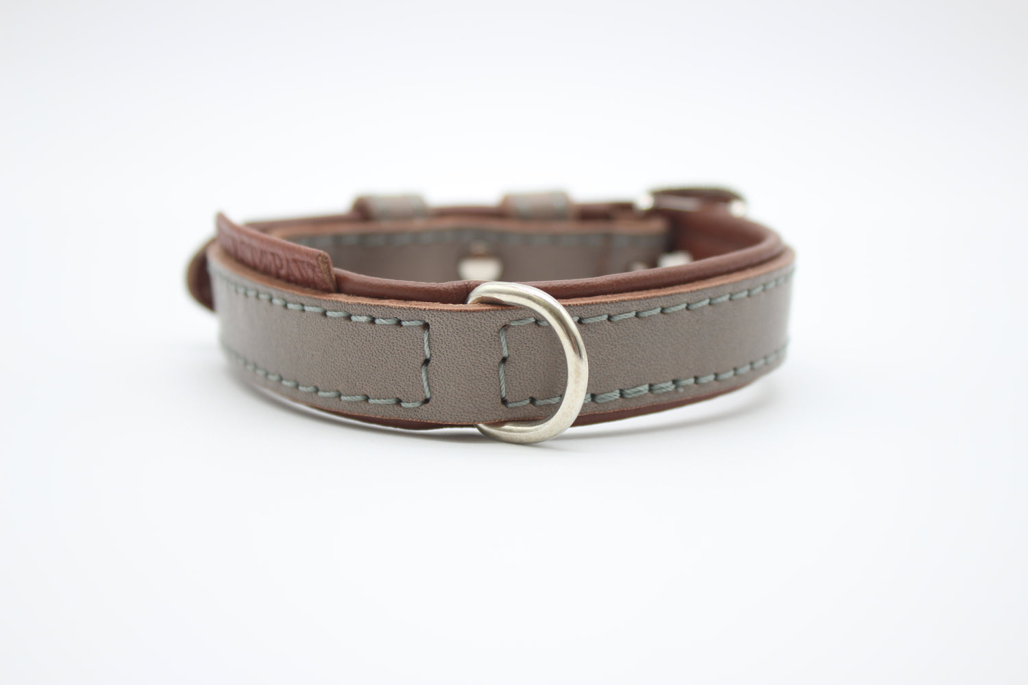 FinestPaw_Halsband_Klassik_Premium_taupe_xs_silber_dring
