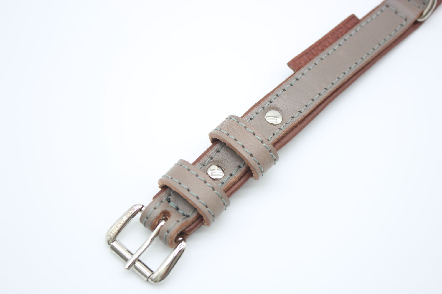 FinestPaw_Halsband_Klassik_Premium_taupe_xs_silber_schnalle