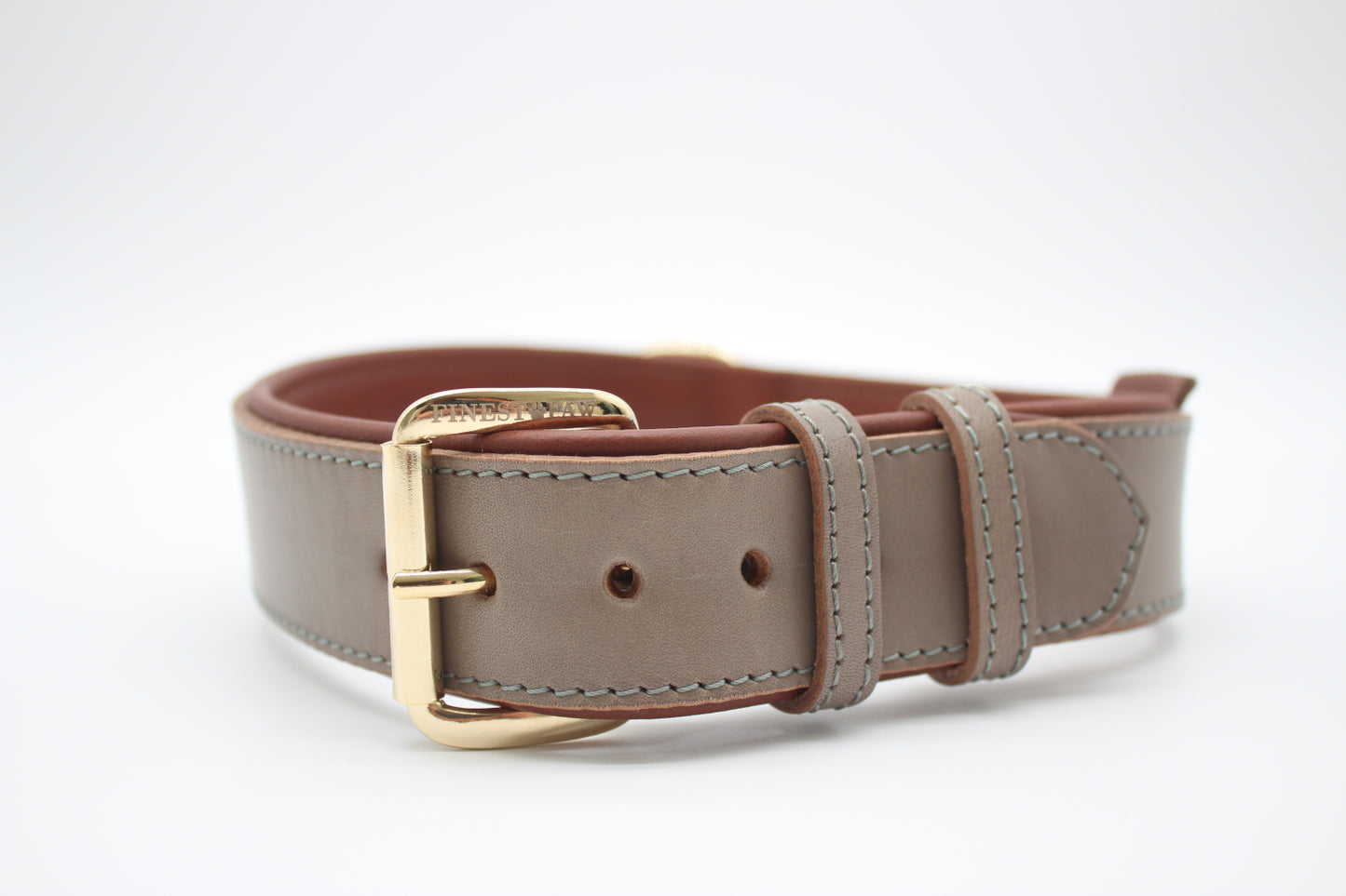 FinestPaw_Halsband_Klassik_Premium_taupe_xxl_gold_front