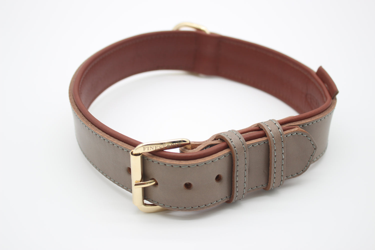 FinestPaw_Halsband_Klassik_Premium_taupe_xxl_gold_oben