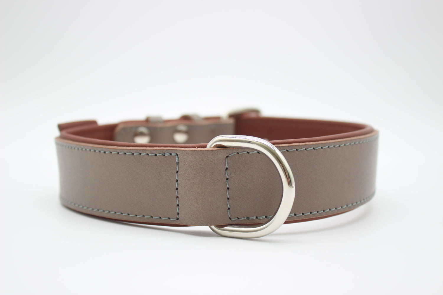 FinestPaw_Halsband_Klassik_Premium_taupe_xxl_silber_dring