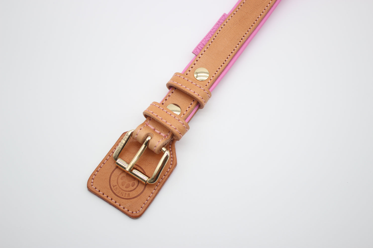FinestPaw_Halsband_Soft_Komfort_beige-rosa_m_gold_schnalle