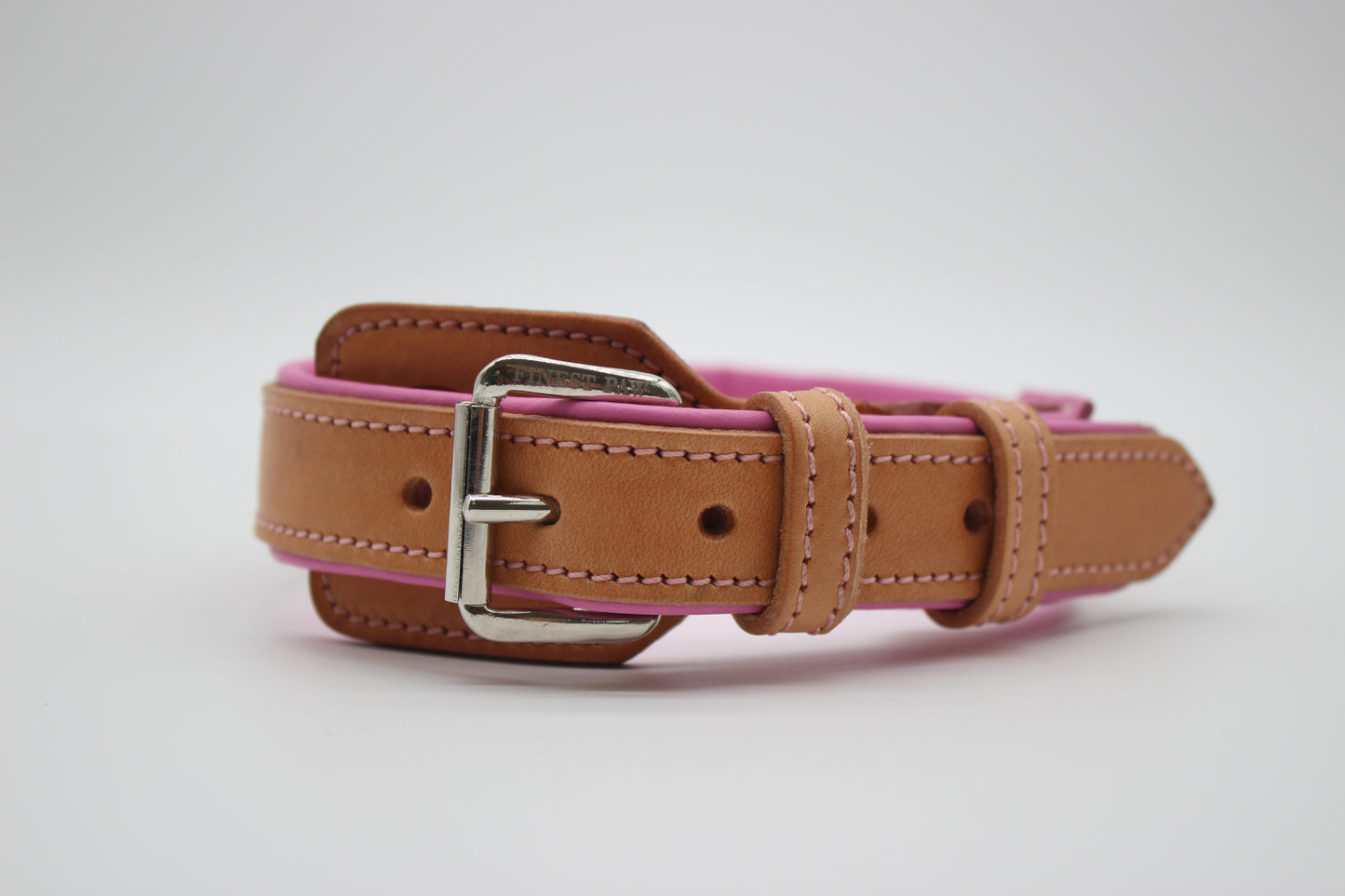 FinestPaw_Halsband_Soft_Komfort_beige-rosa_m_silber_front
