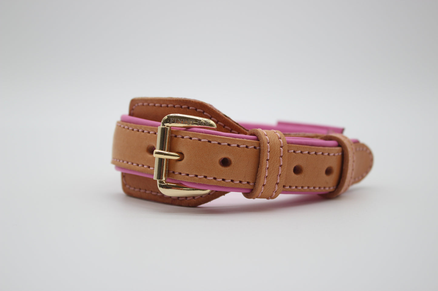 FinestPaw_Halsband_Soft_Komfort_beige-rosa_xs_gold_front