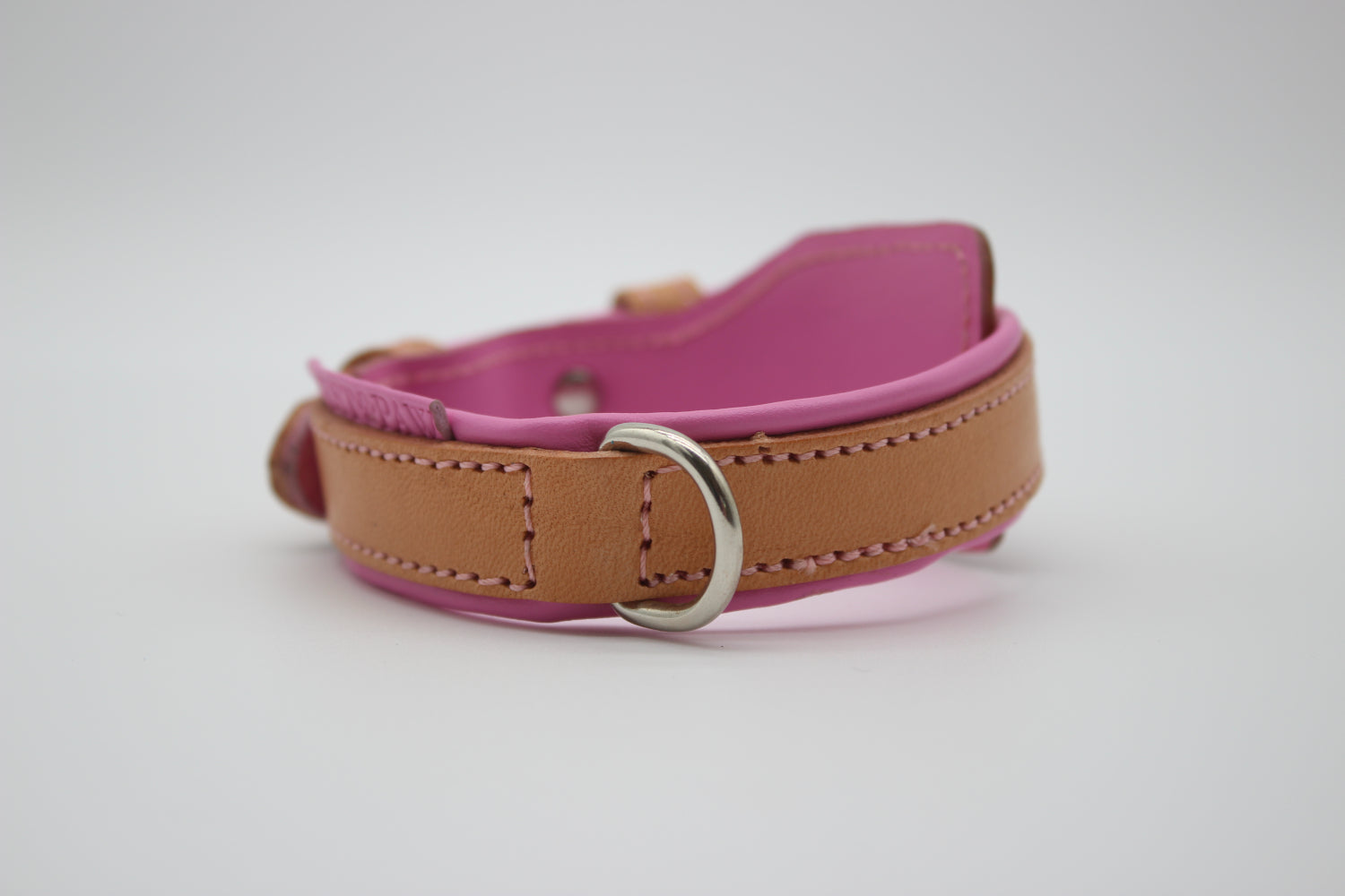 FinestPaw_Halsband_Soft_Komfort_beige-rosa_xs_silber_dring
